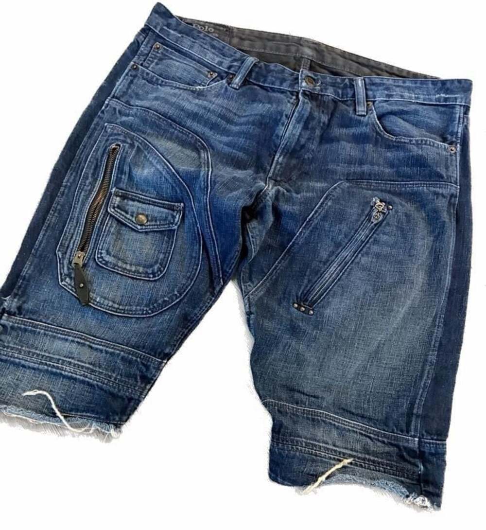 Polo Ralph Lauren Dungarees Utility Cargo Denim Cut-Off Shorts Size 36